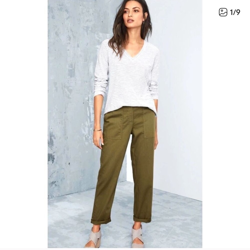 Eileen Fisher Organic Cotton Olive Green Pants